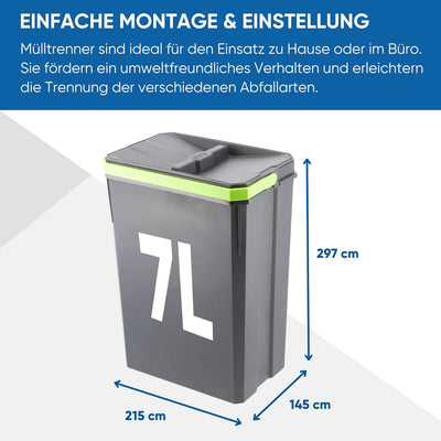 GTV - Abfallsammler AxiSpace, Mülleimer Kapazität 7 L, 10 Stück Set, für Schubladen/Schränke, aus Ku