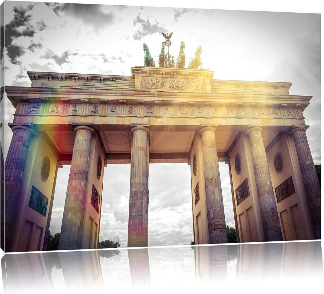 berühmtes Brandenburger Tor in Berlin schwarz/weiss Format: 100x70 auf Leinwand, XXL riesige Bilder