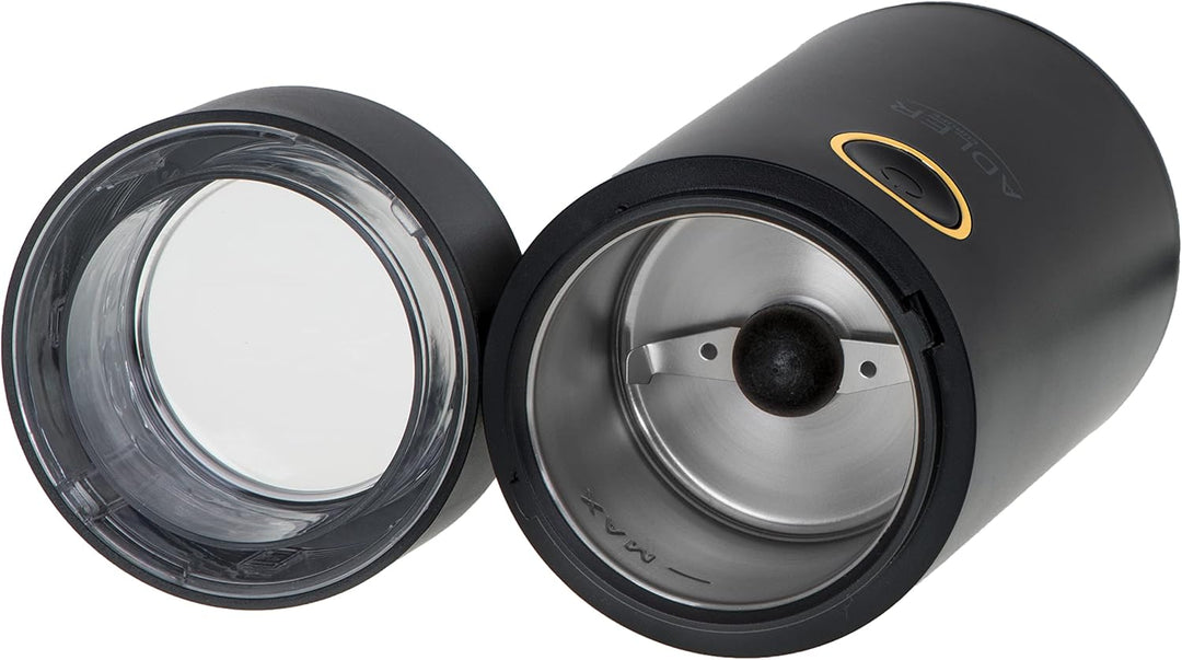 Adler AD 4446bg Elektrische Kaffeemühle aus Edelstahl, 150 W, Füllmenge bis zu 75g, Mühle für Kaffee