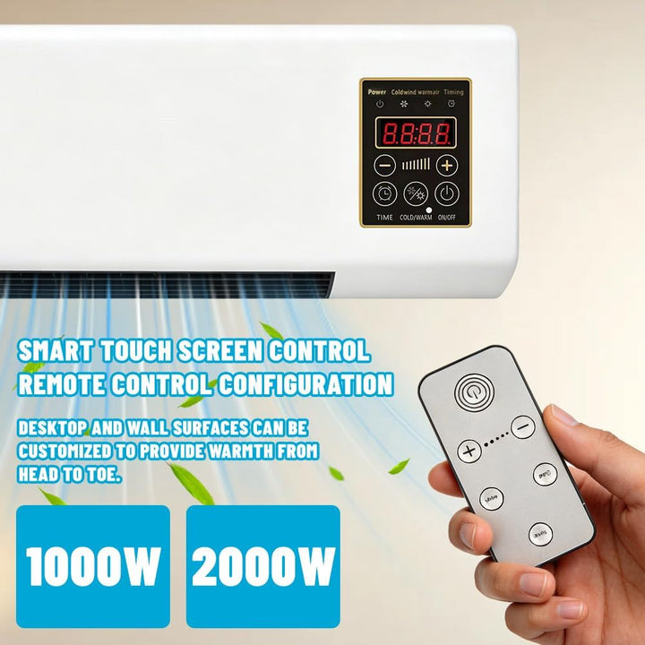 Tragbarer Ventilator 2000W Mobil mit Kühlen & Heizen, Fernbedienung, 8h-Timer, Flüsterleise für Schl