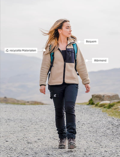 RevolutionRace Sherpa Hoodie für Damen, Outdoor Fleecejacken perfekt für Wanderungen und Outdoor-Abe