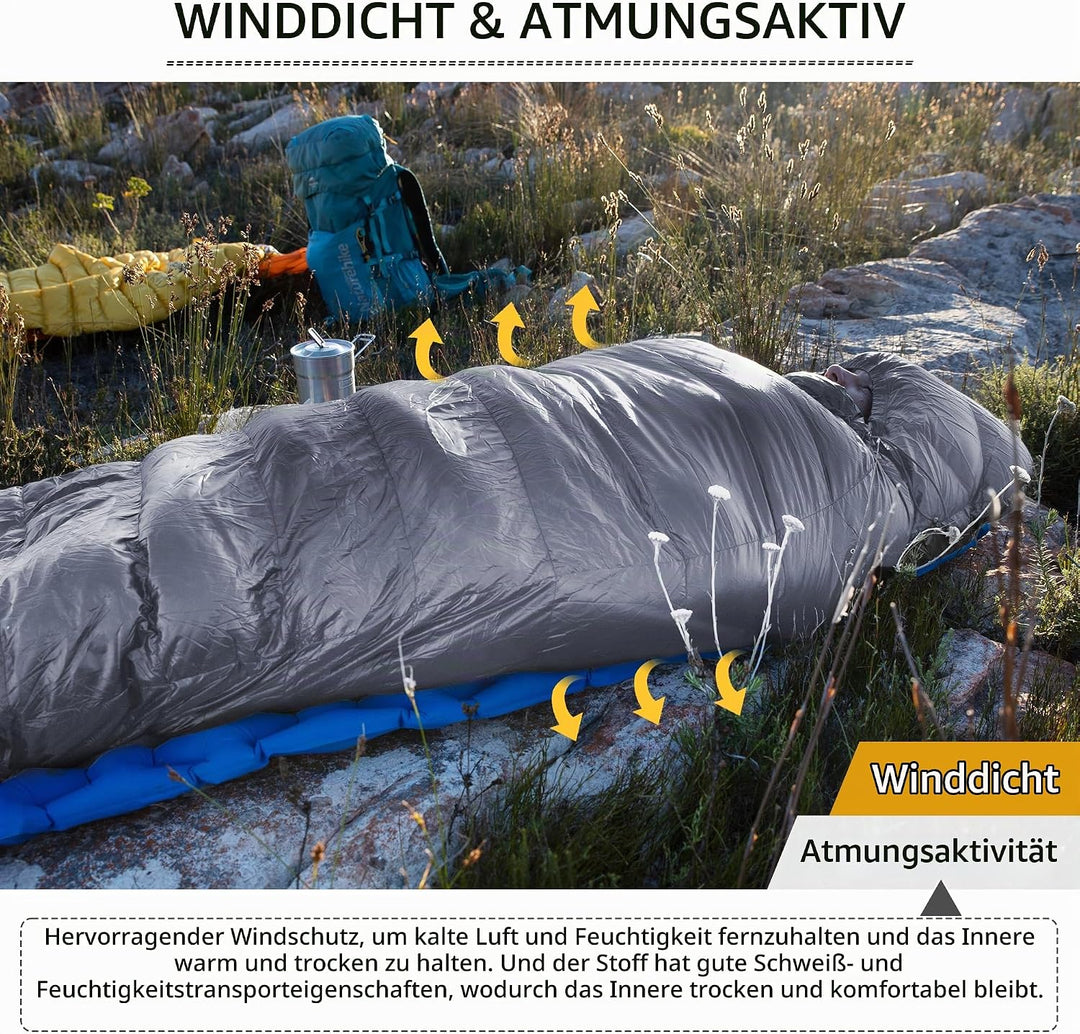 Naturehike CW-Serie RDS Daunenschlafsack,Ultraleichte Tragbare Kompackte Daunen Schlafsack 4 Jahresz