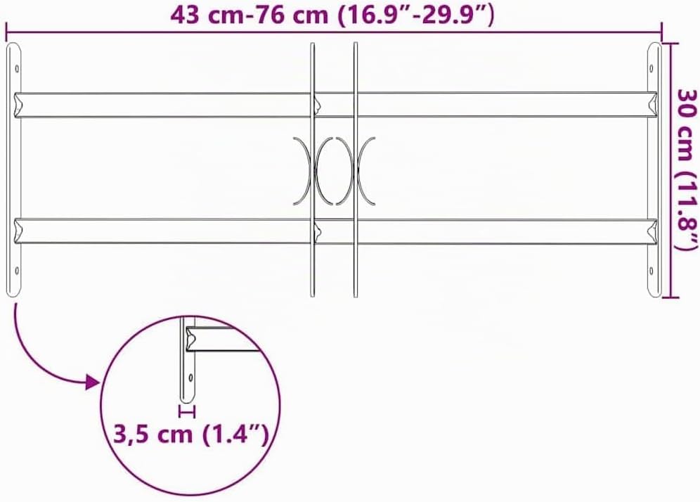 vidaXL Fenstergitter 500-650 mm Ausziehbar Sicherheitsgitter Einbruchschutz