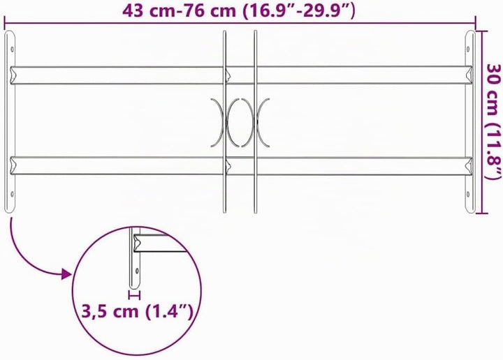 vidaXL Fenstergitter 500-650 mm Ausziehbar Sicherheitsgitter Einbruchschutz