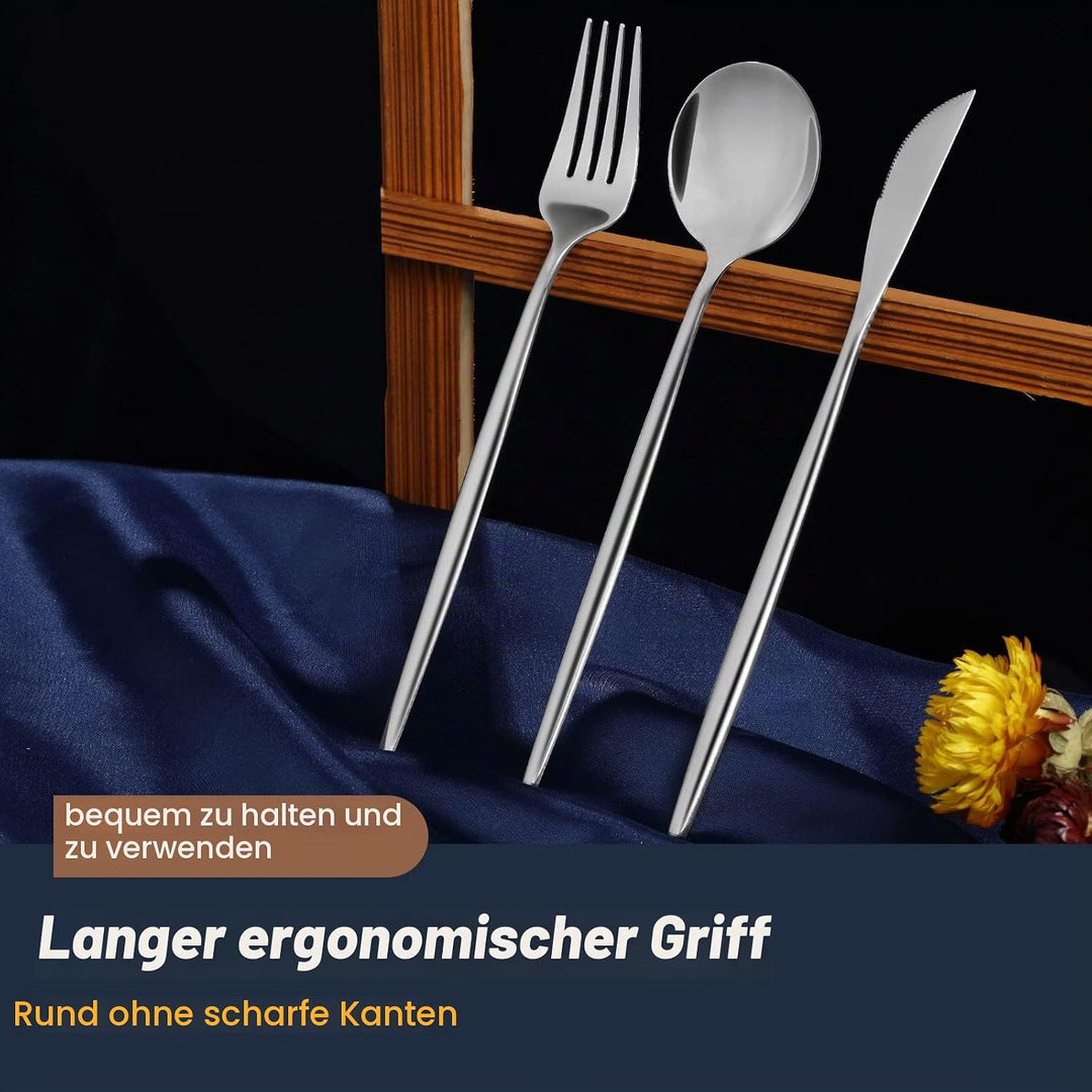 Bestdin Besteck Set 6 Personen, 24 teilig Edelstahl Besteckset, Essbesteck Set mit Messer Gabel Löff