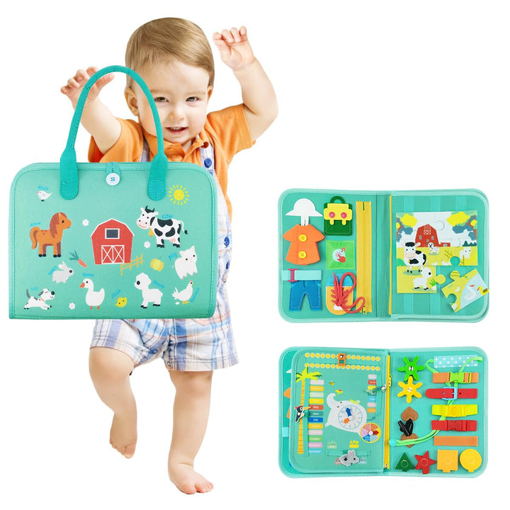 Montessori Busy Board Kleinkinder Motorikspielzeug,4 Schichten Activity Board ab 2 Jahre, Mädchen Ju