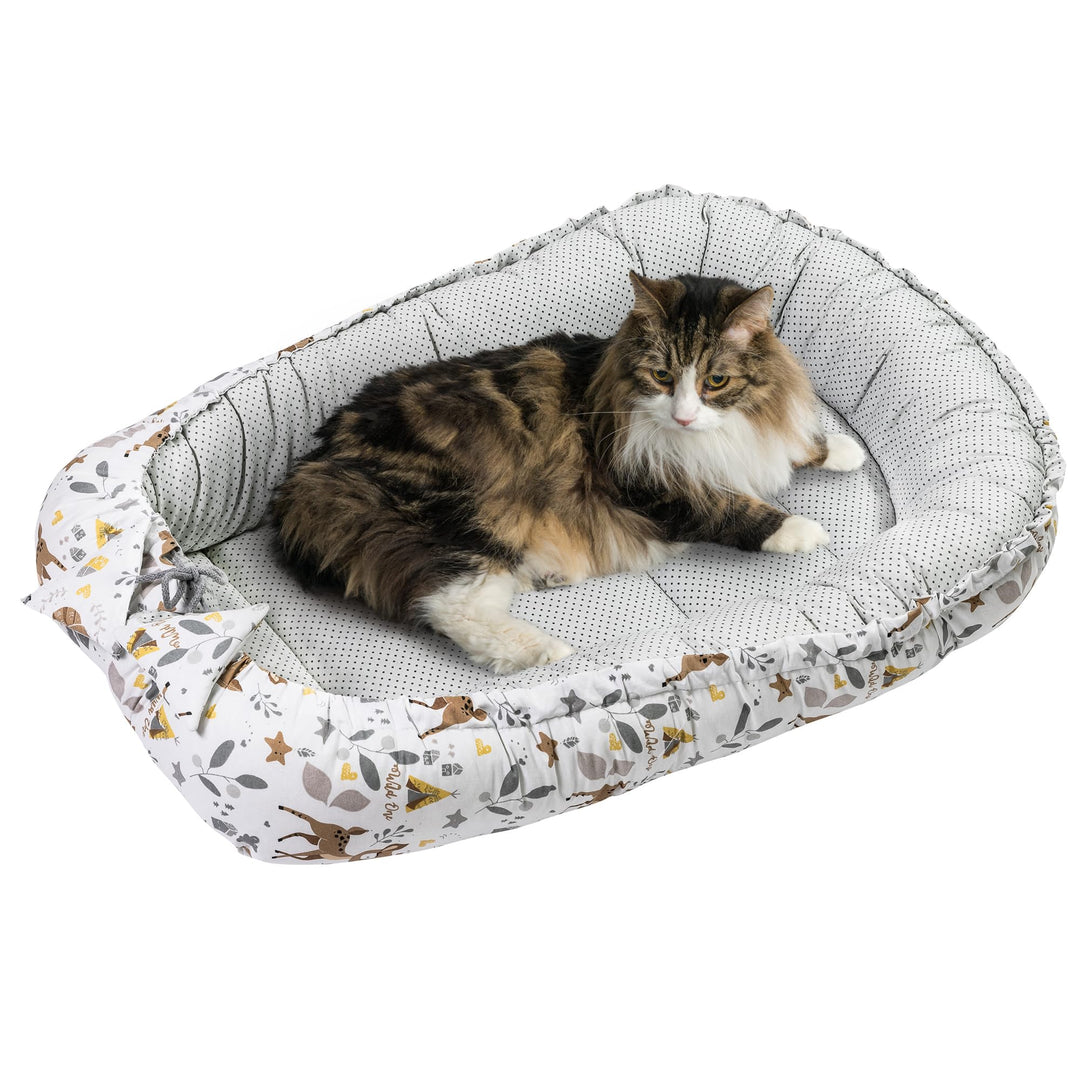 Medi Partners Katzenbett Hundebett 75x60x10cm Katzenschlafplatz Kleine Mittelgrosse Hunde Kissen Kus