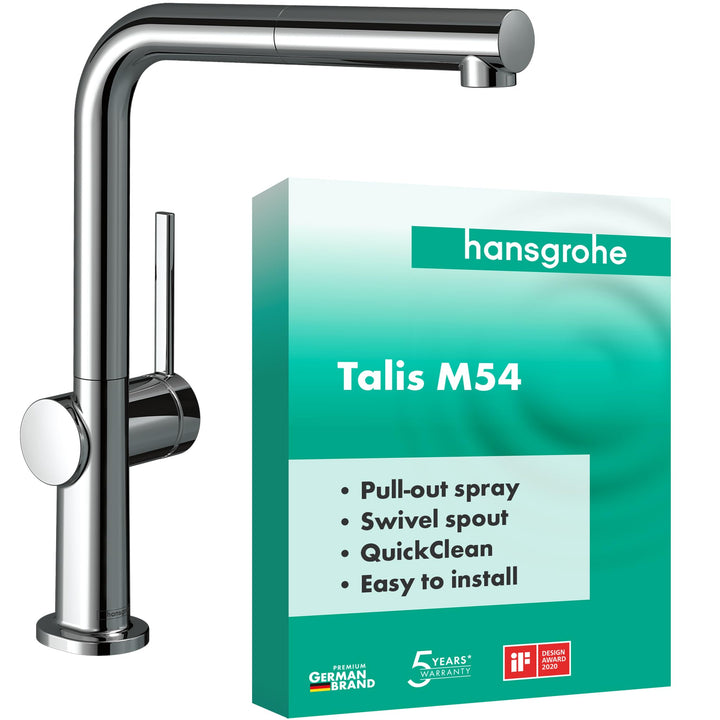 hansgrohe Talis M54 - Küchenarmatur mit Brause ausziehbar, 1 Stahlart, Wasserhahn Küche mit Auslaufh