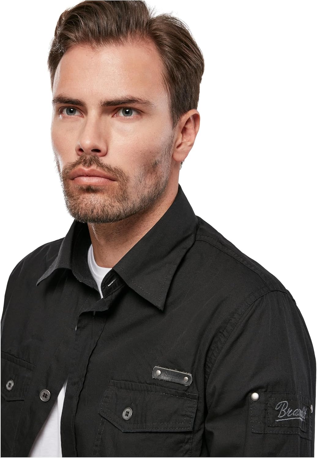 Brandit Men Slim Shirt Herren Hemd 4005 S Schwarz, S Schwarz