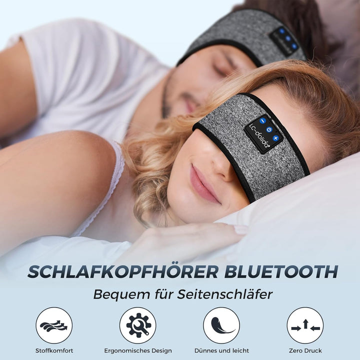 LC-dolida Schlafkopfhörer Bluetooth 5.4, Schlaf Stirnband Kopfhörer Headband Schlafmaske, Sportskopf
