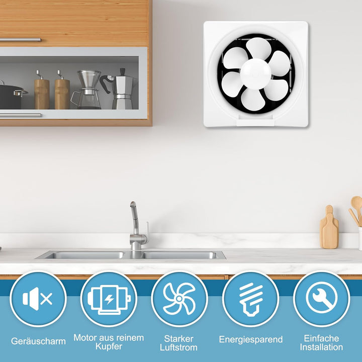Leistungsstarker Wandventilator, leiser Betrieb, langlebige Konstruktion. Einfache Installation fuer