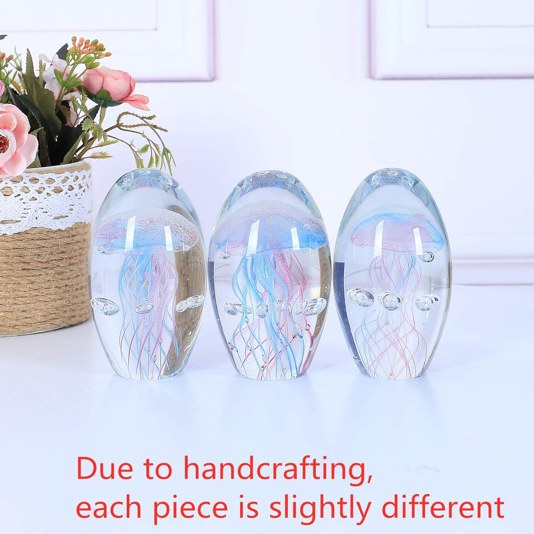 EUSTUMA Handgeblasenes Glas Quallen Figur Ornament, Meerestier Ornament für Aquarium Aquarium, Meere