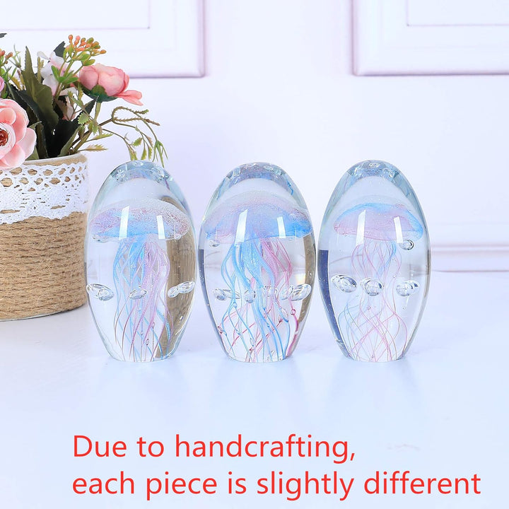 EUSTUMA Handgeblasenes Glas Quallen Figur Ornament, Meerestier Ornament für Aquarium Aquarium, Meere