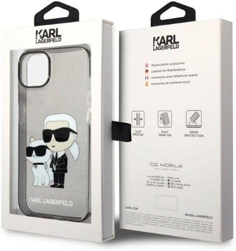 Karl Lagerfeld KLHCP14MHNKCTGK Hülle für iPhone 14 Plus 6,7" Schwarz hardcase Gliter Karl&Choupette