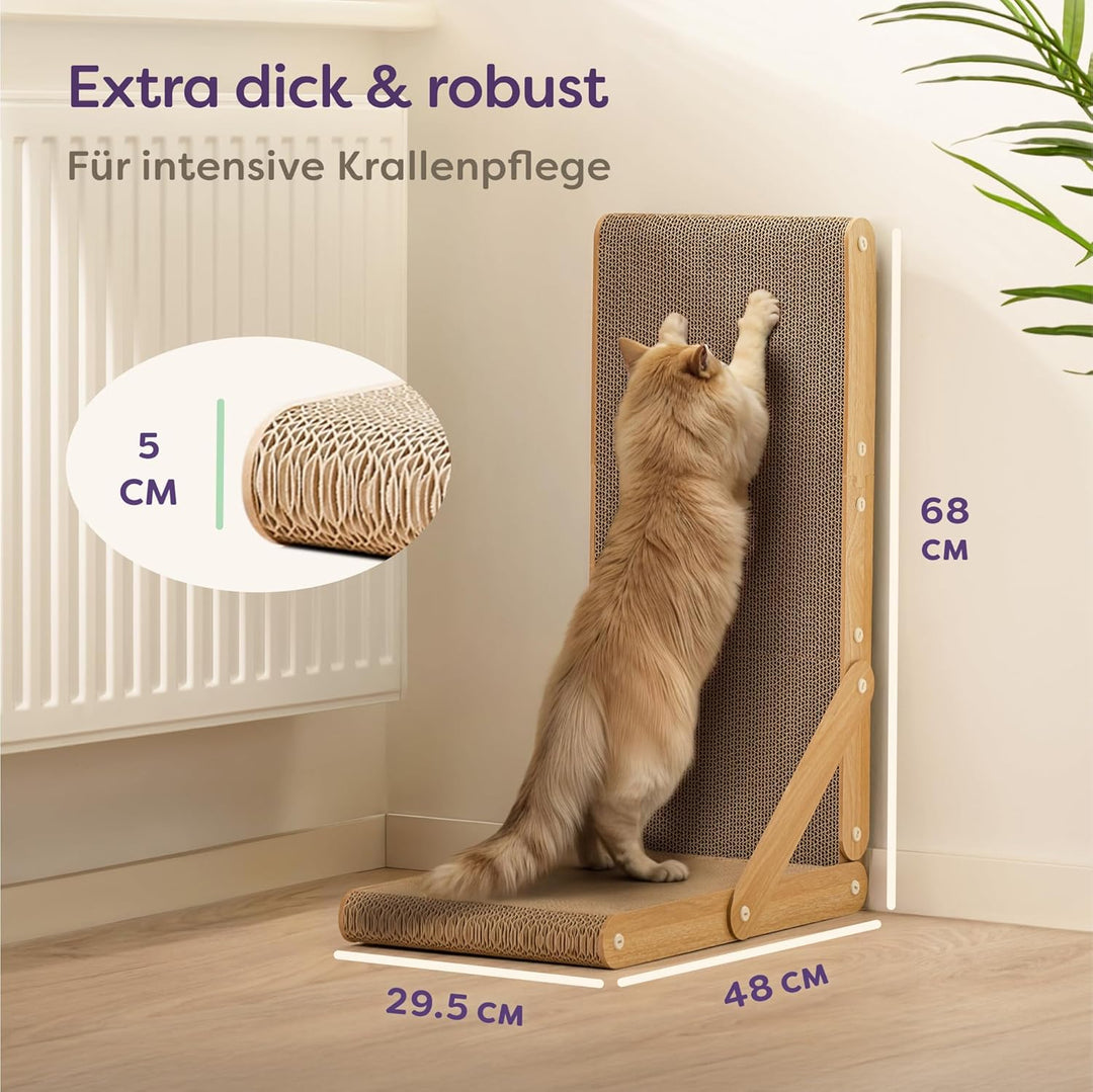 Kratzbrett Katze Gross 68 cm - Besonders Kratzfeste Kratzpappe für Katzen zur Krallenpflege - Bis zu