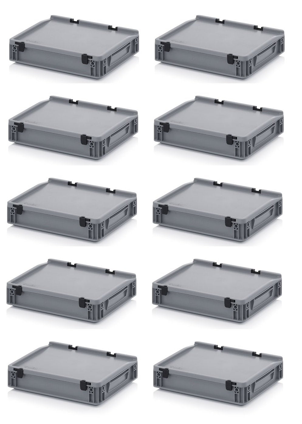 Auer Packaging 10x Eurobehälter-Eurobox 40 x 30 x 9 cm mit Scharnierdeckel inkl. gratis Zollstock *