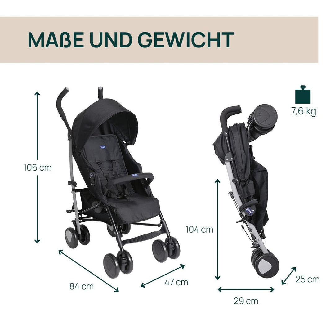 Chicco Echo Light Kinderwagen, Buggy von 0 Monaten bis 22 kg, verstellbare Rückenlehne, geräumiger S