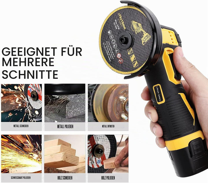 Mini Winkelschleifer,12V Akku Mini Flex 19500 rpm/76mm,Professional Mini Akku Winkelschleifer Set Ge