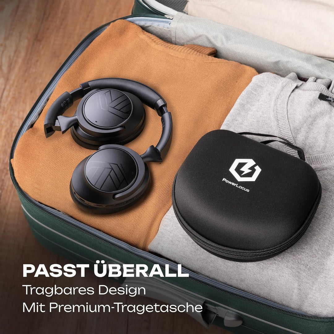 PowerLocus Over-Ear Kopfhörer Kabellos Bluetooth, Hybrid Active Noise Cancelling Kopfhörer, 70+ std.