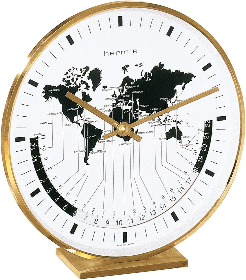 Hermle Uhrenmanufaktur 22704-002100 Tischuhr, Messing, Gold, 19cm x 18cm x 6,5cm 19cm x 18cm x 6,5cm