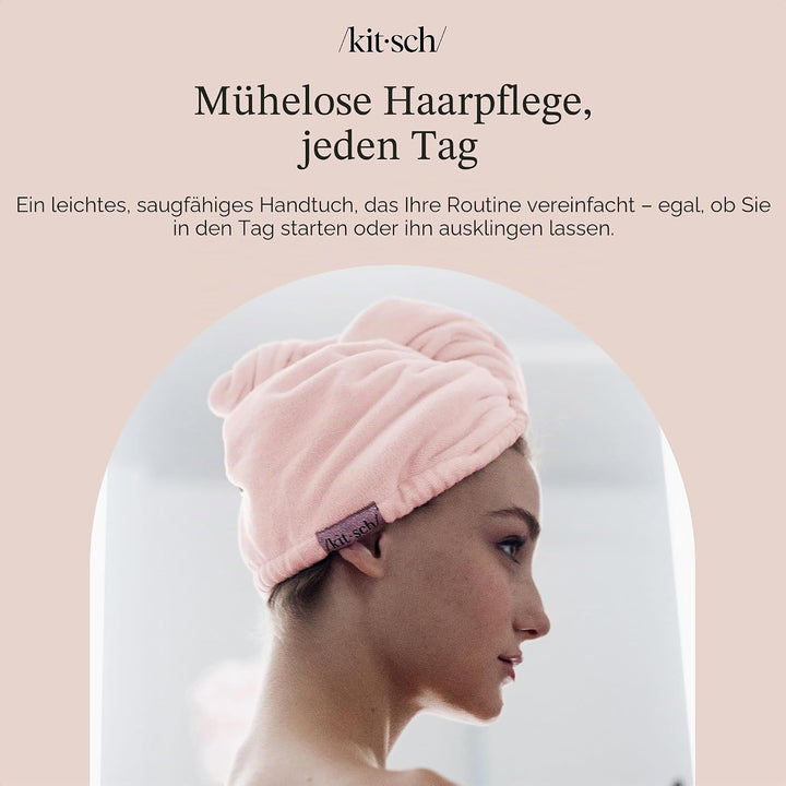 Kitsch Mikrofaser-Haarhandtuch – schnell trocknende lockige Haarwickel für Frauen nasses Haar,Mikrof