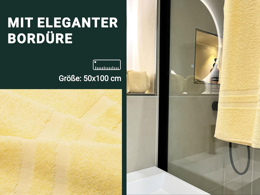 ZOLLNER 6er Set Handtücher in 50x100 cm - Flauschige Badetücher aus Baumwolle - mit moderner Streife