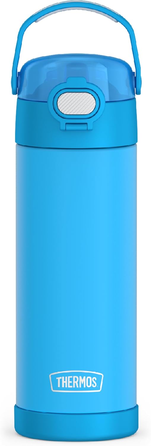 THERMOS Funainer Vakuum-Isolierflasche aus Edelstahl, mit breitem Auslaufdeckel, 473 ml, Denimblau 1