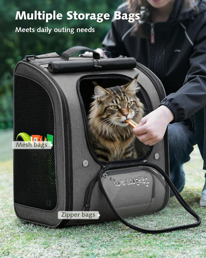pecute Katzenrucksack Bubble Haustier Rucksack mit Netzfenster, Tragbare und Faltbare Katzentasche,