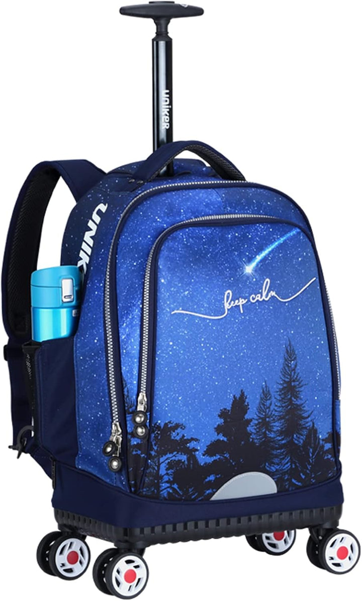 UNIKER Rollrucksack mit Rollen für Reisen, Rolltasche für Mädchen und Jungen, Laptoptasche mit Räder