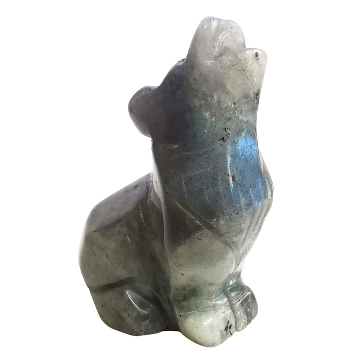 Lovionus89 Natürlich Mondstein Wolf Kristall Figur,Hand Geschnitzt Stein Wächter Tier Statuen für Zu