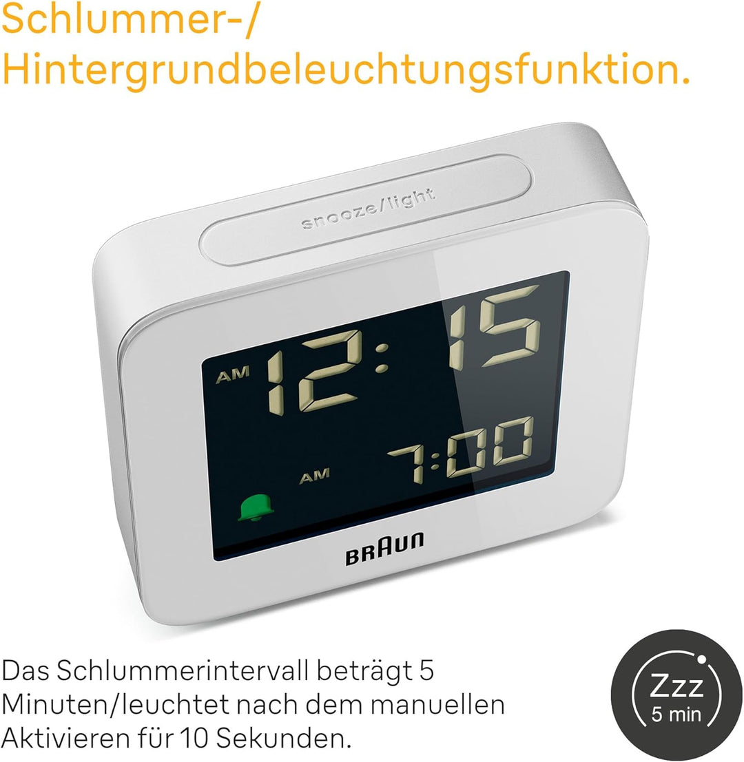 Braun Digitaler Wecker Schlummerfunktion, Negatives LC-Display, Schnelleinstellfunktion, Crescendo-A