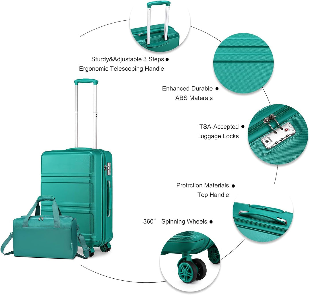 KONO 55cm Rollkoffer Handgepäck Trolley Set 2 Teilig Gepäcksets, Kleiner Koffer mit Rollen Handgepäc