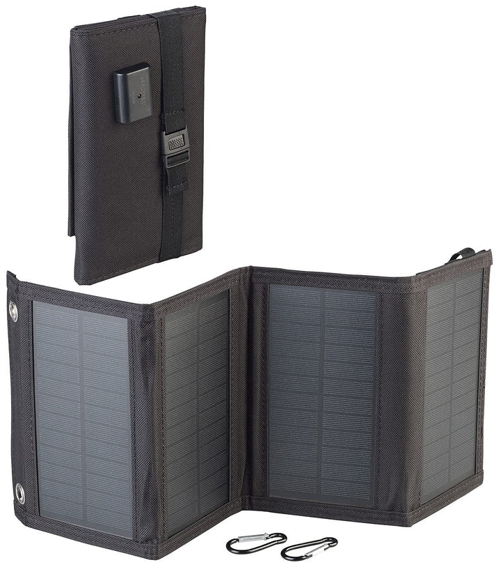 revolt Solar Ladegerät: Mobiles 10-Watt-Falt-Solarpanel mit USB-Ausgang, 5 V, 2 A, IP65 (Solarpanel
