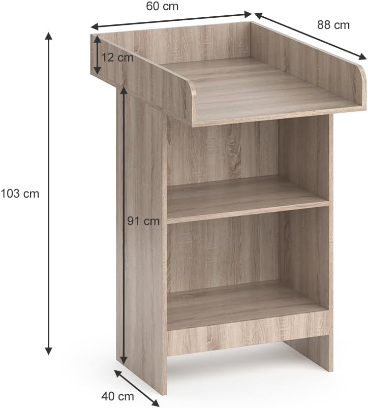 Vicco Wickelkommode Leo, Wickelaufsatz für die Kommode, Sonoma, 60 x 103 cm, Sonoma