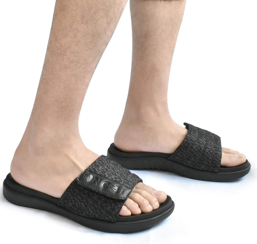 ONCAI Dusch Badelatschen Herren mit Klettverschluss Offener Zeh Sports Badesandalen Sommer Freizeit