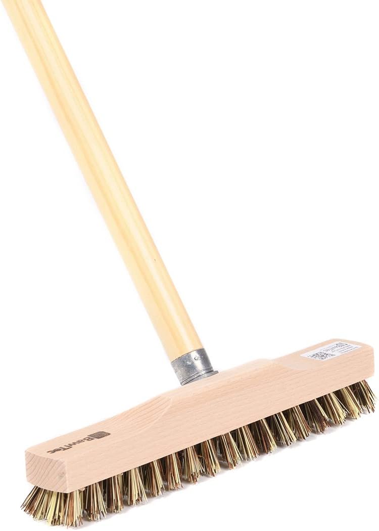 BawiTec Schrubber Rheinischer Wischer 28cm Breit mit Holzstiel 120cm Bodenschrubber mit Metallgewind