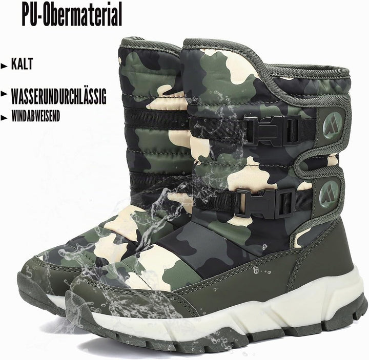 Kinder Winterstiefel Jungen Schneestiefel Mädchen Warm Gefütterte rutschfeste Winter Snowboots Outdo