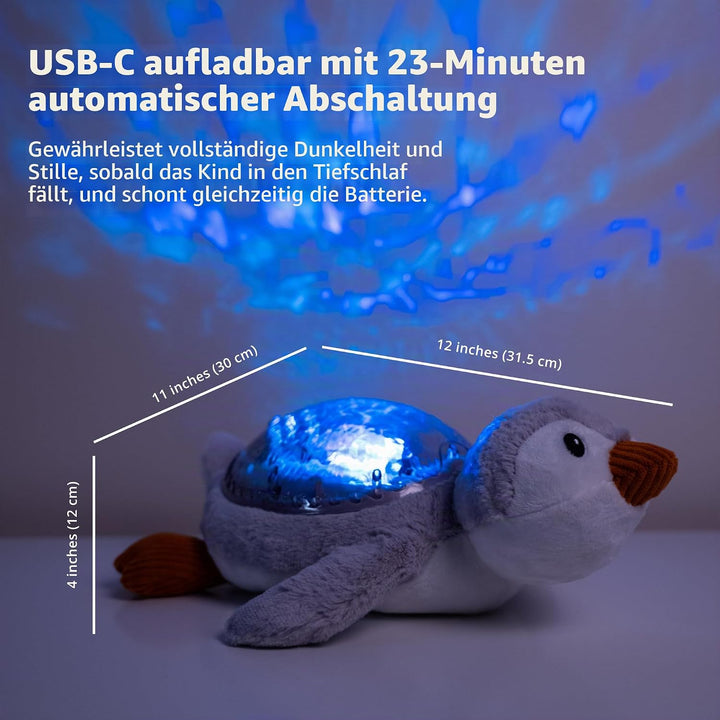 Cloud b Tranquil Penguin - Eco Baby Night Light &amp; Sound Machine, Ocean Wave Projector, Cry Sensor, W