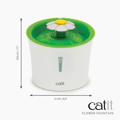 Catit Flower Fountain, Blumentrinkbrunnen für Katzen, 3L, weiss/grün, 1 Stück (1er Pack), 1 Stück (1