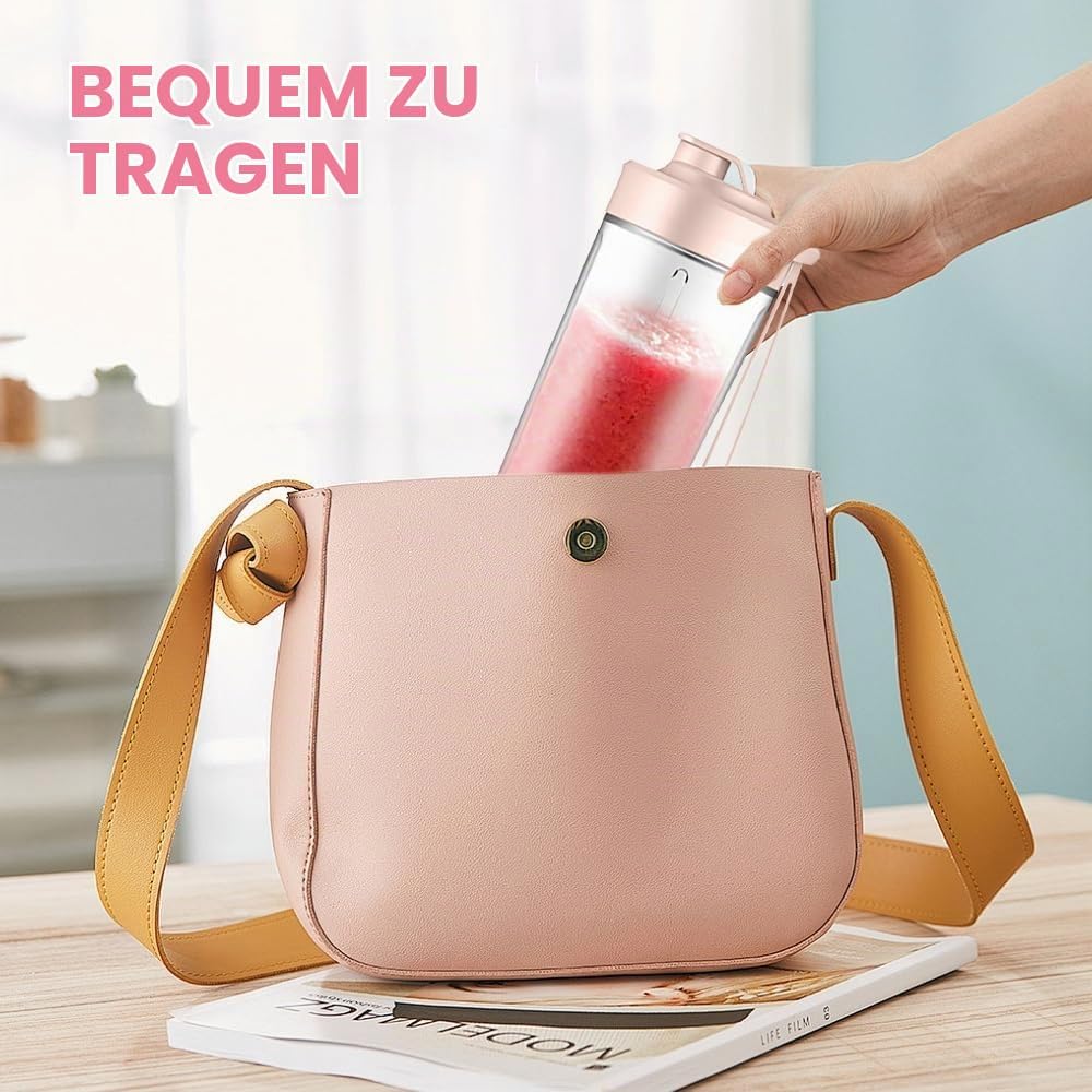 Tragbarer Mixer, 400ml Mixer Smoothie Maker to Go, Portabler Elektrischer Saftpresse, Mini Standmixe