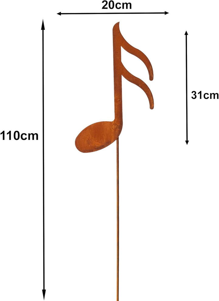 Bornhöft Gartenstecker Noten 3er Set Notenschlüssel Note Beetstecker Topfstecker Metall Rost Gartend