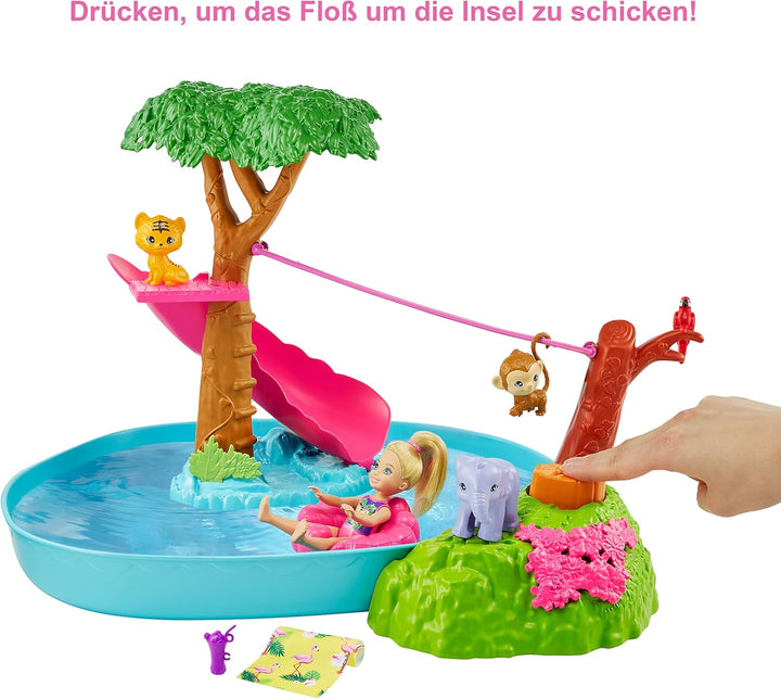 Barbie GTM85 Chelsea „Der verrückte Geburtstag“ Dschungelparty-Spielset mit Chelsea-Puppe (ca. 15 cm