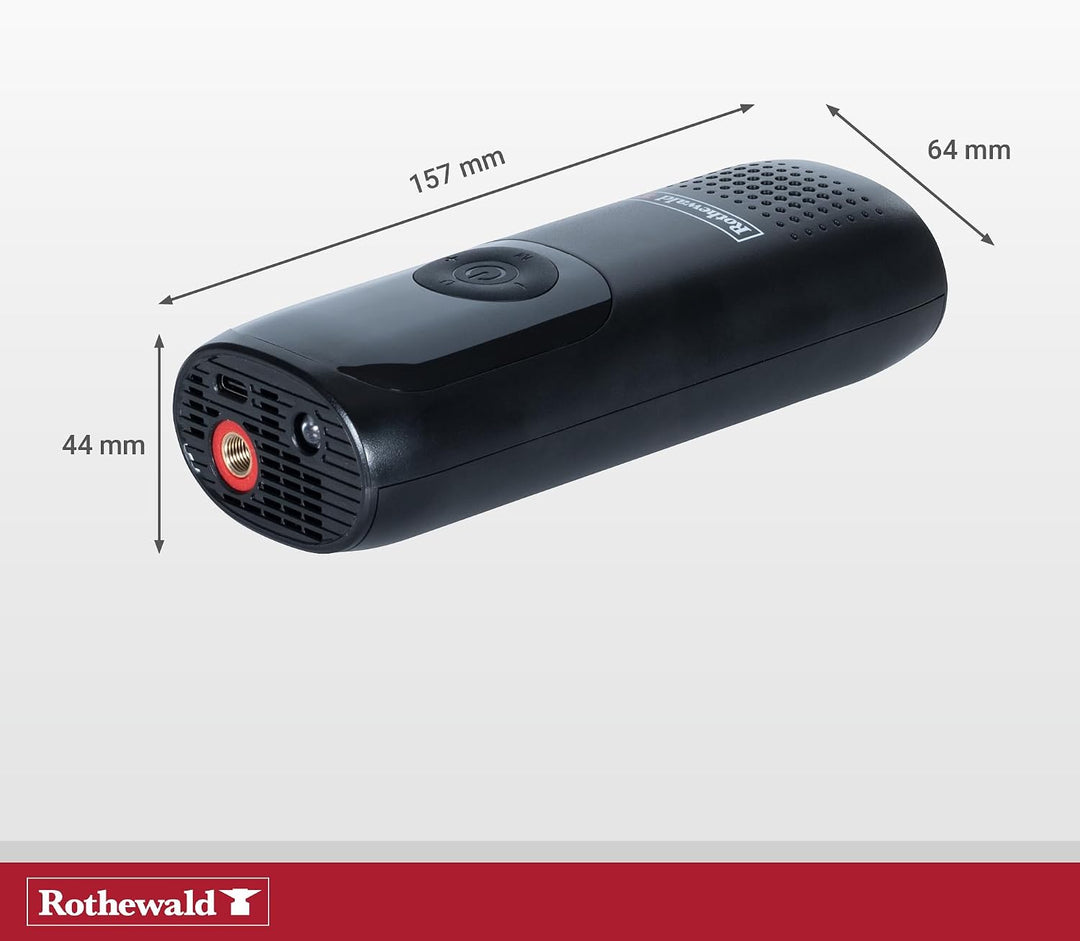 Rothewald Akku Druckluftpumpe 10 Bar, Elektrische Luftpumpe mit Digitalem Manometer, Reifenpumpe für