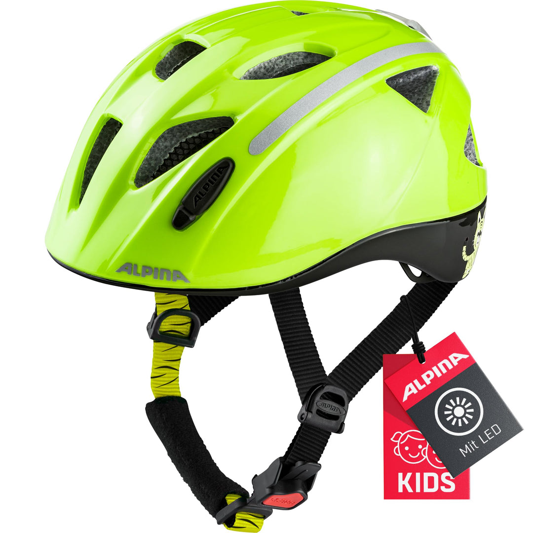 ALPINA XIMO Flash - Beleuchteter, Reflektierender, Leichter &amp; Anpassbarer LED Fahrradhelm Für Kinder
