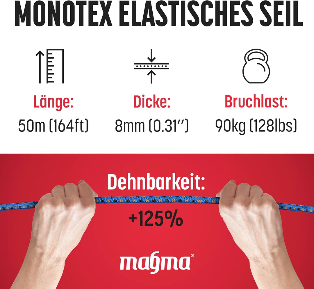 MAGMA Elastisches Seil Bungee-Seil für Schwimmbadabdeckungen 8mm, 50m. Gummiseil für Schwimmbad, Ang