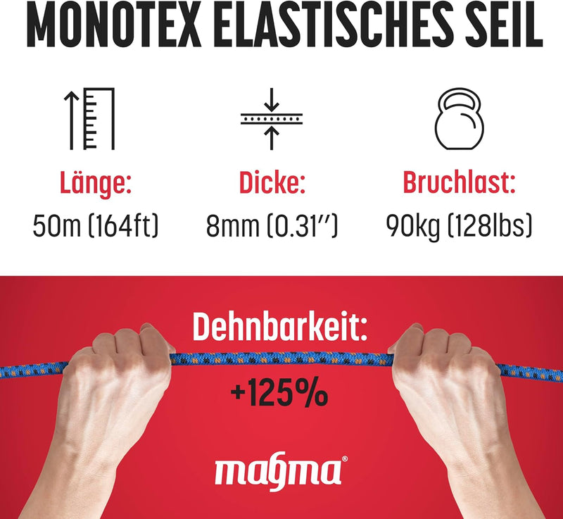 MAGMA Elastisches Seil Bungee-Seil für Schwimmbadabdeckungen 8mm, 50m. Gummiseil für Schwimmbad, Ang