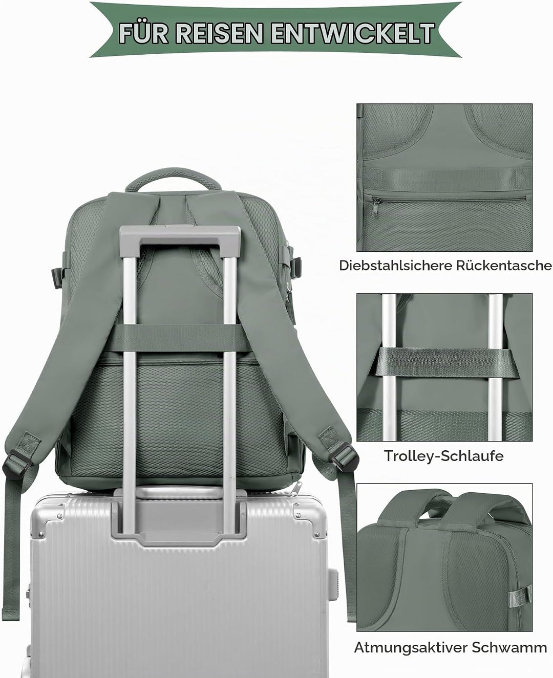 SZLX Grosser Reiserucksack Damen,Vakuum Rucksack mit Pumpe Ryanair Handgepäck 40x30x20 Herren, Wizza