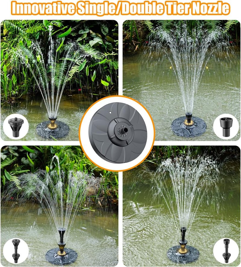 SZMP Springbrunnen für Gartenteiche 2023 Upgraded für draussen,6W LED Licht Teichpumpe 4 DIY Effekte