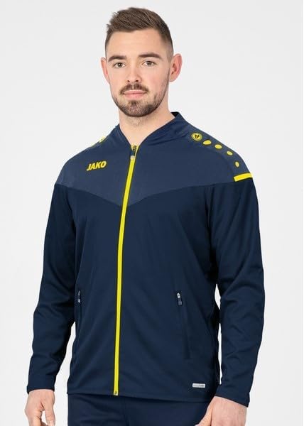 JAKO Damen Champ 2.0 Präsentationsjacke 44 marine/darkblue/Neongelb, 44 marine/darkblue/Neongelb