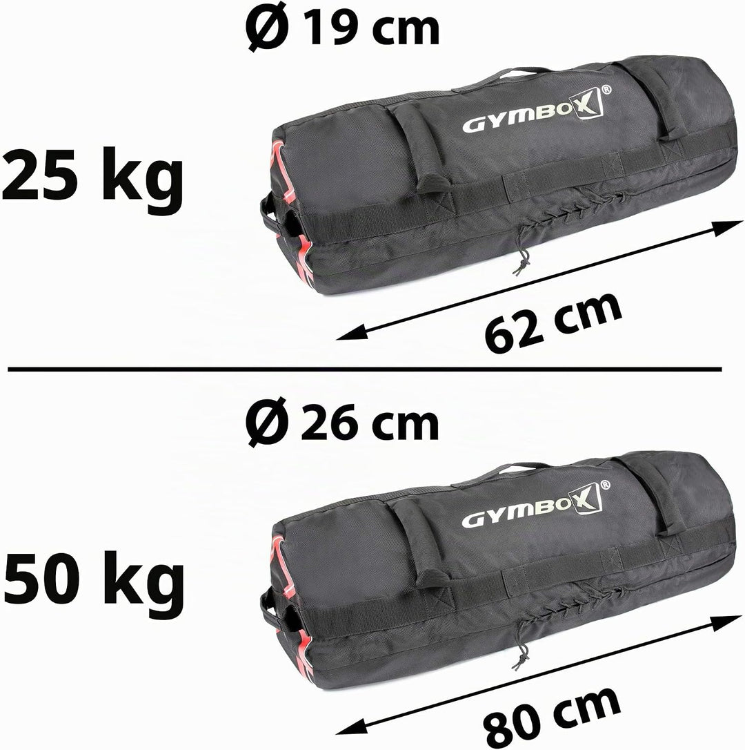 GYMBOX Professioneller Sandbag mit Poster Funktionelles Training 25kg/50kg flexibel befüllbare Gewic